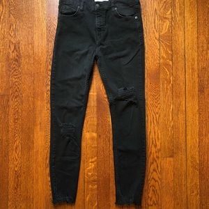 Free people distressed black denim skinny jean